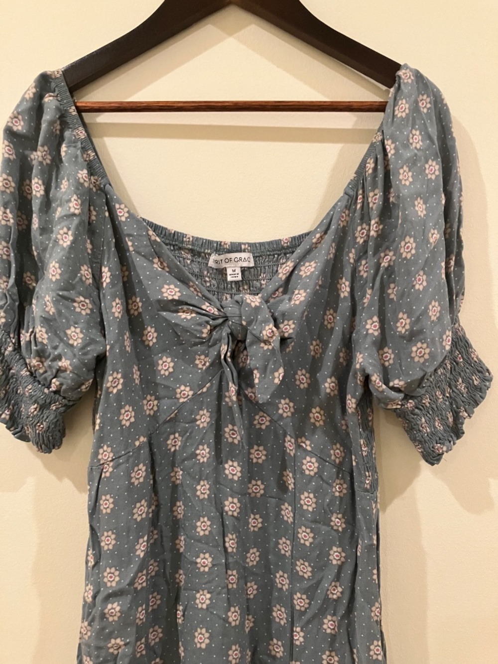 State of Grace - Vintage Floral Pattern Midi Tie Front Dress With Pockets M - Picture 4 of 8